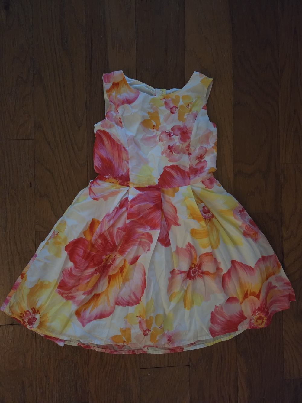 The Children's Place White Dress with Pink & Yellow Floral Print